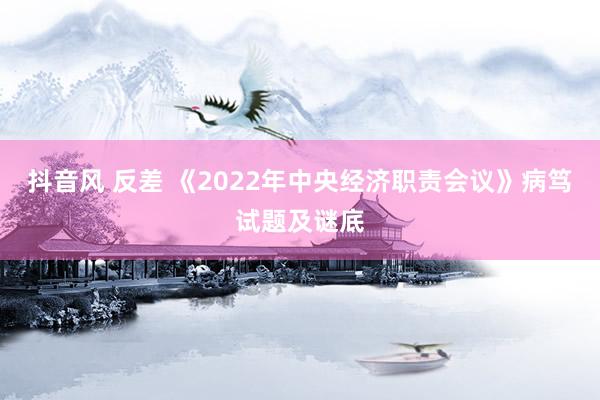 抖音风 反差 《2022年中央经济职责会议》病笃试题及谜底