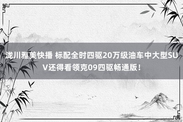 泷川雅美快播 标配全时四驱20万级油车中大型SUV还得看领克09四驱畅通版！