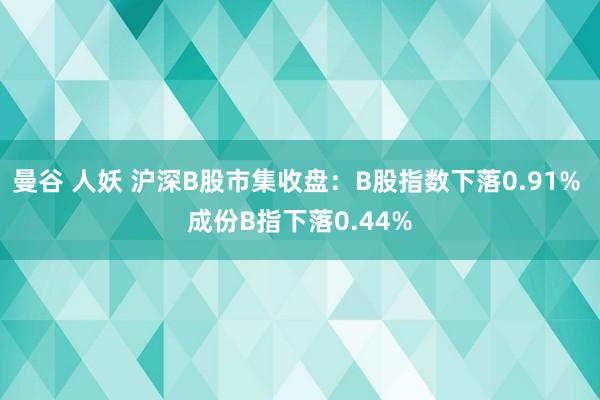 曼谷 人妖 沪深B股市集收盘：B股指数下落0.91% 成份B指下落0.44%