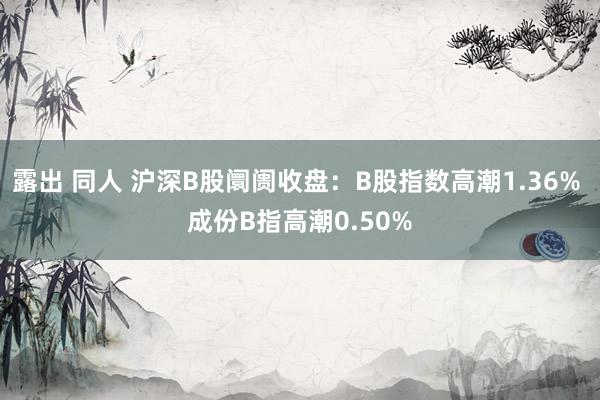 露出 同人 沪深B股阛阓收盘：B股指数高潮1.36% 成份B指高潮0.50%