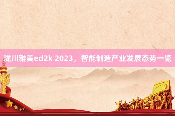 泷川雅美ed2k 2023，智能制造产业发展态势一览