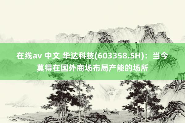 在线av 中文 华达科技(603358.SH)：当今莫得在国外商场布局产能的场所