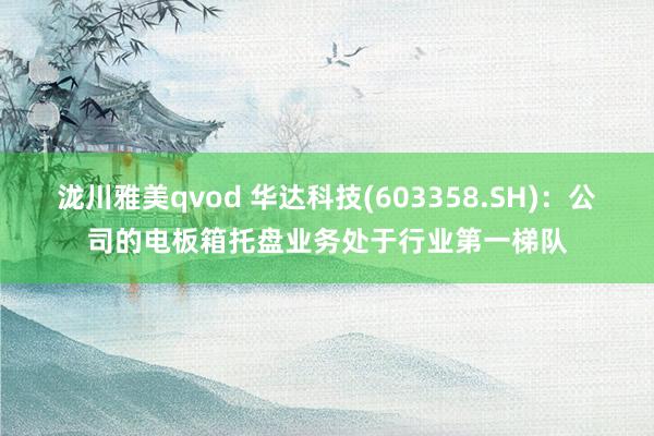 泷川雅美qvod 华达科技(603358.SH)：公司的电板箱托盘业务处于行业第一梯队