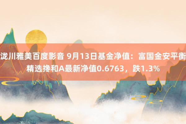 泷川雅美百度影音 9月13日基金净值：富国金安平衡精选搀和A最新净值0.6763，跌1.3%