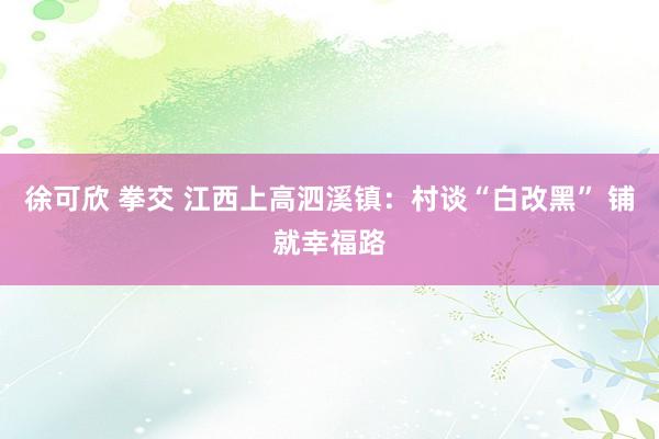 徐可欣 拳交 江西上高泗溪镇：村谈“白改黑” 铺就幸福路