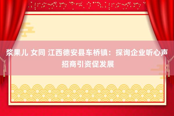 浆果儿 女同 江西德安县车桥镇：探询企业听心声 招商引资促发展