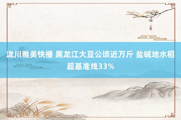 泷川雅美快播 黑龙江大豆公顷近万斤 盐碱地水稻超基准线33%