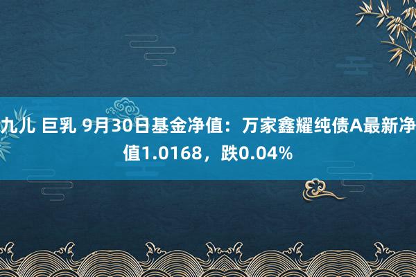 九儿 巨乳 9月30日基金净值：万家鑫耀纯债A最新净值1.0168，跌0.04%