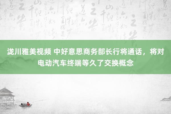 泷川雅美视频 中好意思商务部长行将通话，将对电动汽车终端等久了交换概念