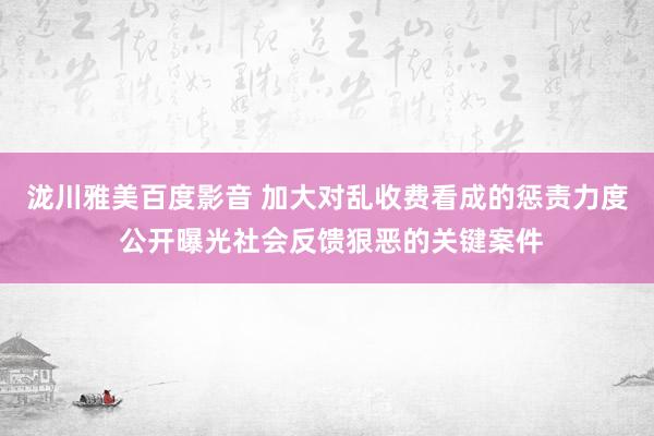 泷川雅美百度影音 加大对乱收费看成的惩责力度 公开曝光社会反馈狠恶的关键案件