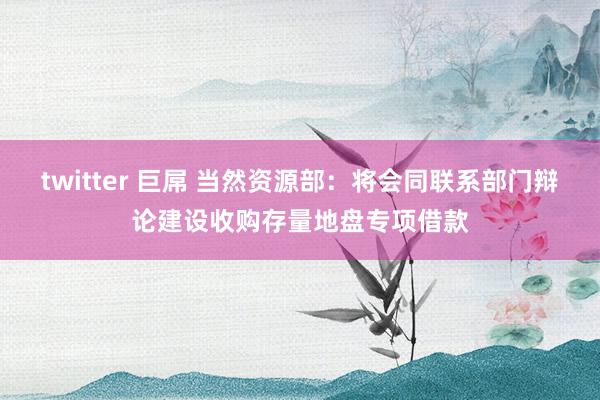 twitter 巨屌 当然资源部：将会同联系部门辩论建设收购存量地盘专项借款