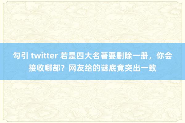 勾引 twitter 若是四大名著要删除一册，你会接收哪部？网友给的谜底竟突出一致