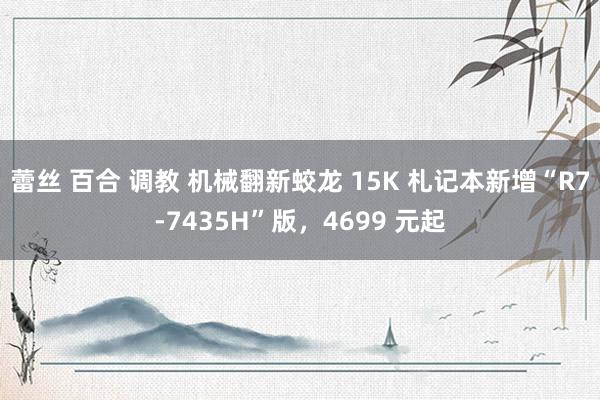 蕾丝 百合 调教 机械翻新蛟龙 15K 札记本新增“R7-7435H”版，4699 元起