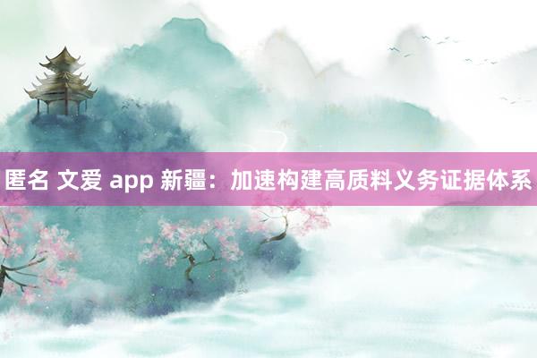 匿名 文爱 app 新疆：加速构建高质料义务证据体系