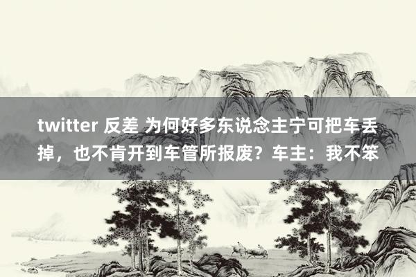 twitter 反差 为何好多东说念主宁可把车丢掉，也不肯开到车管所报废？车主：我不笨