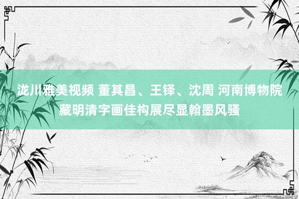 泷川雅美视频 董其昌、王铎、沈周 河南博物院藏明清字画佳构展尽显翰墨风骚