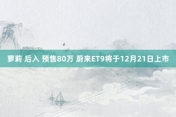 萝莉 后入 预售80万 蔚来ET9将于12月21日上市