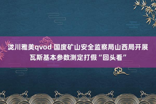 泷川雅美qvod 国度矿山安全监察局山西局开展瓦斯基本参数测定打假“回头看”