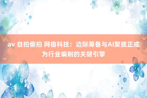 av 自拍偷拍 网宿科技：边际筹备与AI聚拢正成为行业编削的关键引擎