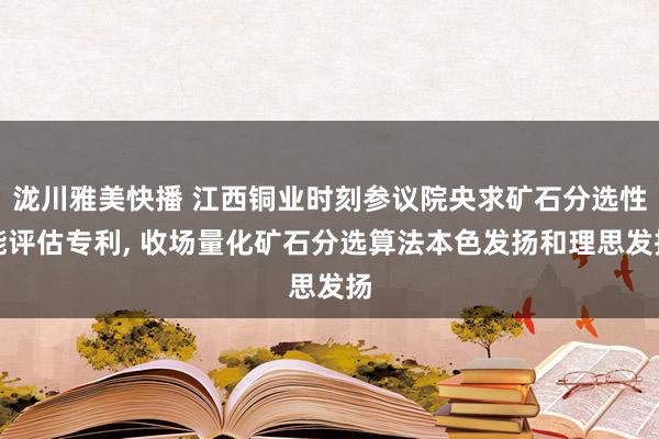 泷川雅美快播 江西铜业时刻参议院央求矿石分选性能评估专利， 收场量化矿石分选算法本色发扬和理思发扬