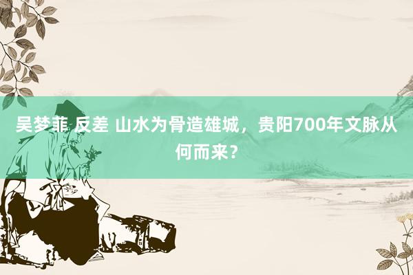 吴梦菲 反差 山水为骨造雄城，贵阳700年文脉从何而来？