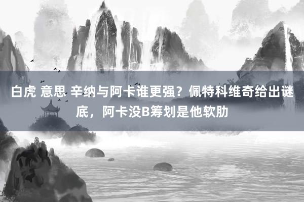 白虎 意思 辛纳与阿卡谁更强？佩特科维奇给出谜底，阿卡没B筹划是他软肋