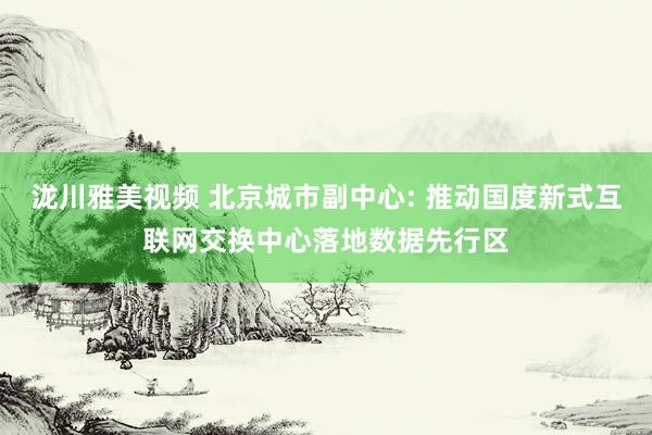 泷川雅美视频 北京城市副中心: 推动国度新式互联网交换中心落地数据先行区