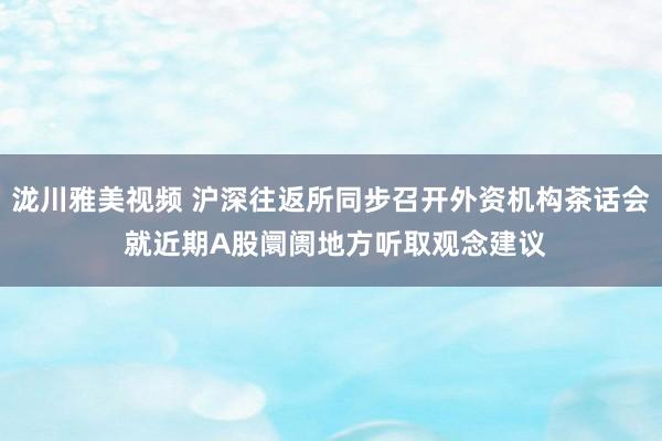 泷川雅美视频 沪深往返所同步召开外资机构茶话会 就近期A股阛阓地方听取观念建议