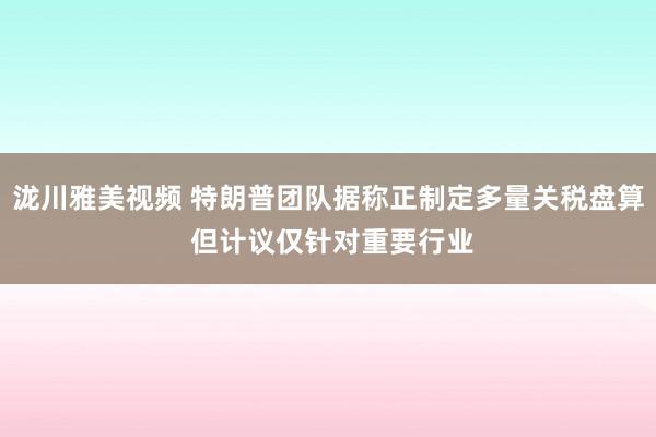 泷川雅美视频 特朗普团队据称正制定多量关税盘算 但计议仅针对重要行业