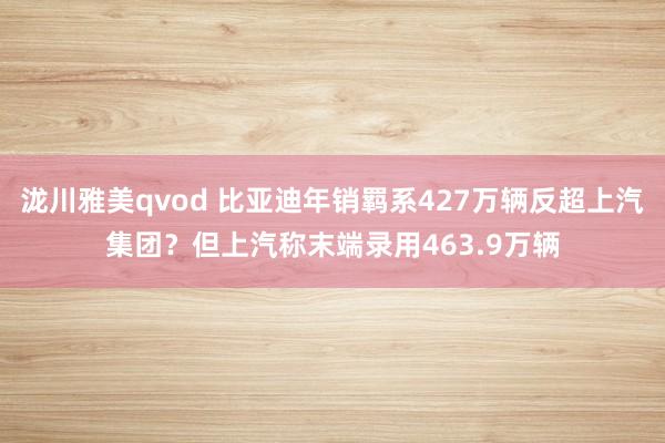 泷川雅美qvod 比亚迪年销羁系427万辆反超上汽集团？但上汽称末端录用463.9万辆