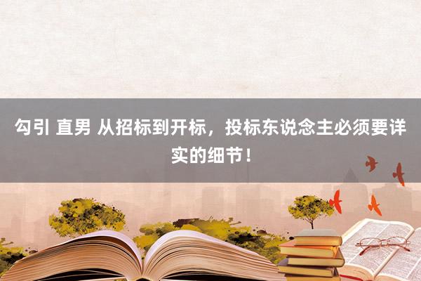 勾引 直男 从招标到开标，投标东说念主必须要详实的细节！