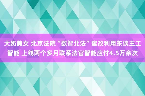 大奶美女 北京法院“数智北法”窜改利用东谈主工智能 上线两个多月联系法官智能应付4.5万余次