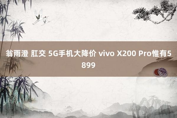 翁雨澄 肛交 5G手机大降价 vivo X200 Pro惟有5899